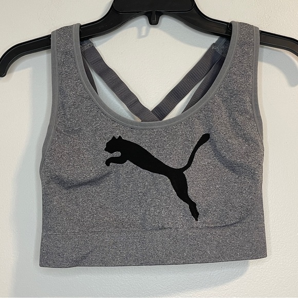 PUMA Seamless Graphic Logo Sports Bra Grey M - Picture 3 of 5